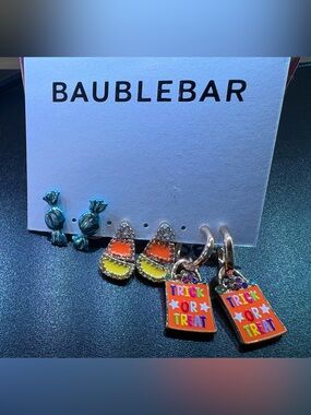 BaubleBar Candy & Trick-or-Treat Earring Set - Teal, Orange, Yellow